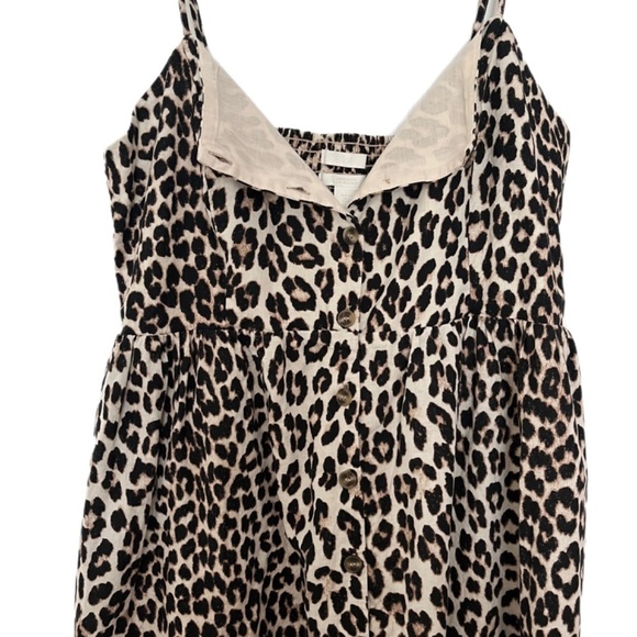 H & M Animal Print Midi Boho beach Linen Blend summer comfort dress - Picture 2 of 5